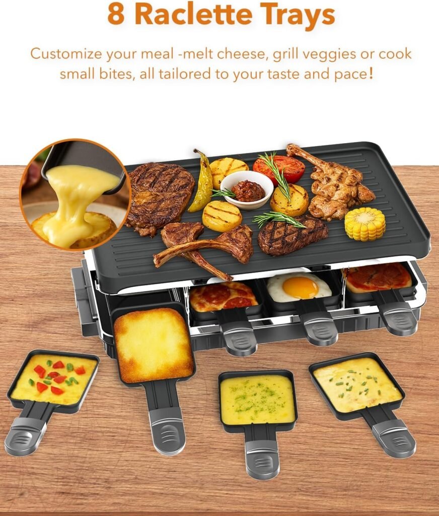 HBN Raclette Table Grill, 2-in-1 Korean BBQ Grill & Electric Griddle, 1300W