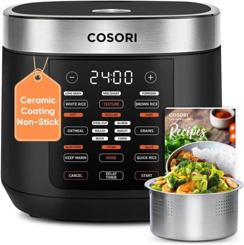 COSORI Rice Cooker 10 Cup, Fuzzy Logic, Ceramic Coating Inner Pot, 18-in-1