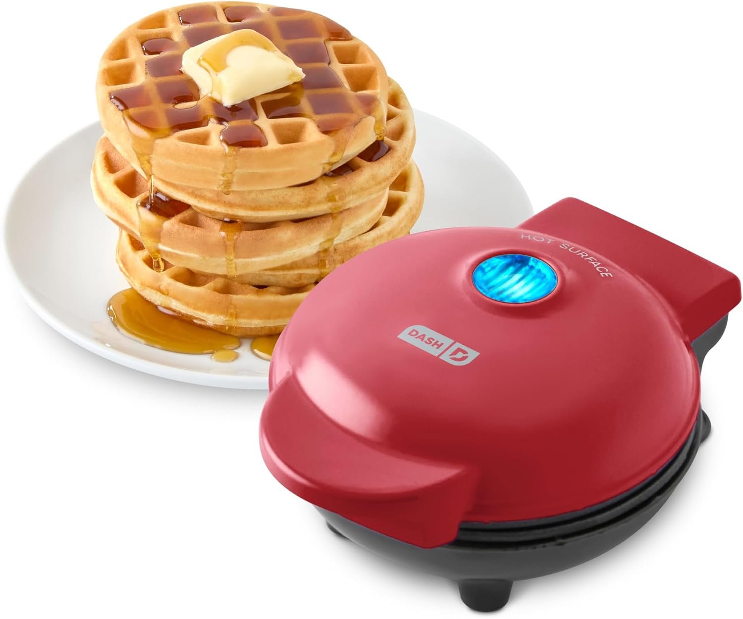 DASH Mini Waffle Maker 4-inch red nonstick waffle iron
