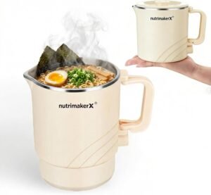 NutrimakerX Electric Hot Pot – 0.8L Mini Portable Ramen Cooker