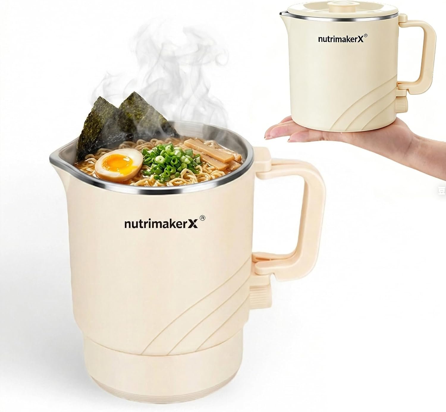 NutrimakerX Electric Hot Pot – 0.8L Mini Portable Ramen Cooker