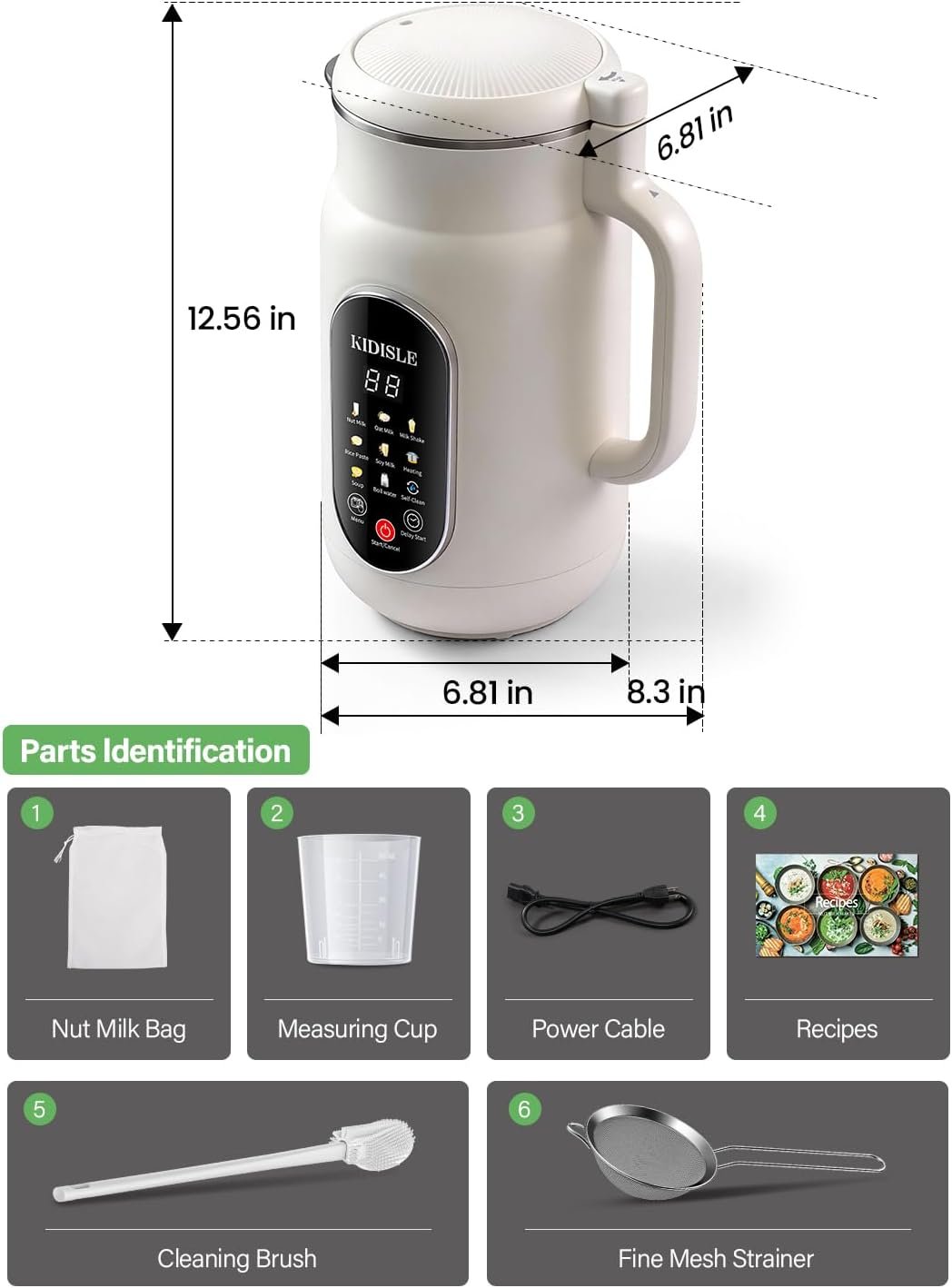KIDISLE 10-in-1 Nut Milk Maker Machine & Soup Maker, 51oz Self-Cleaning Plant-Based Milk Maker - image 2