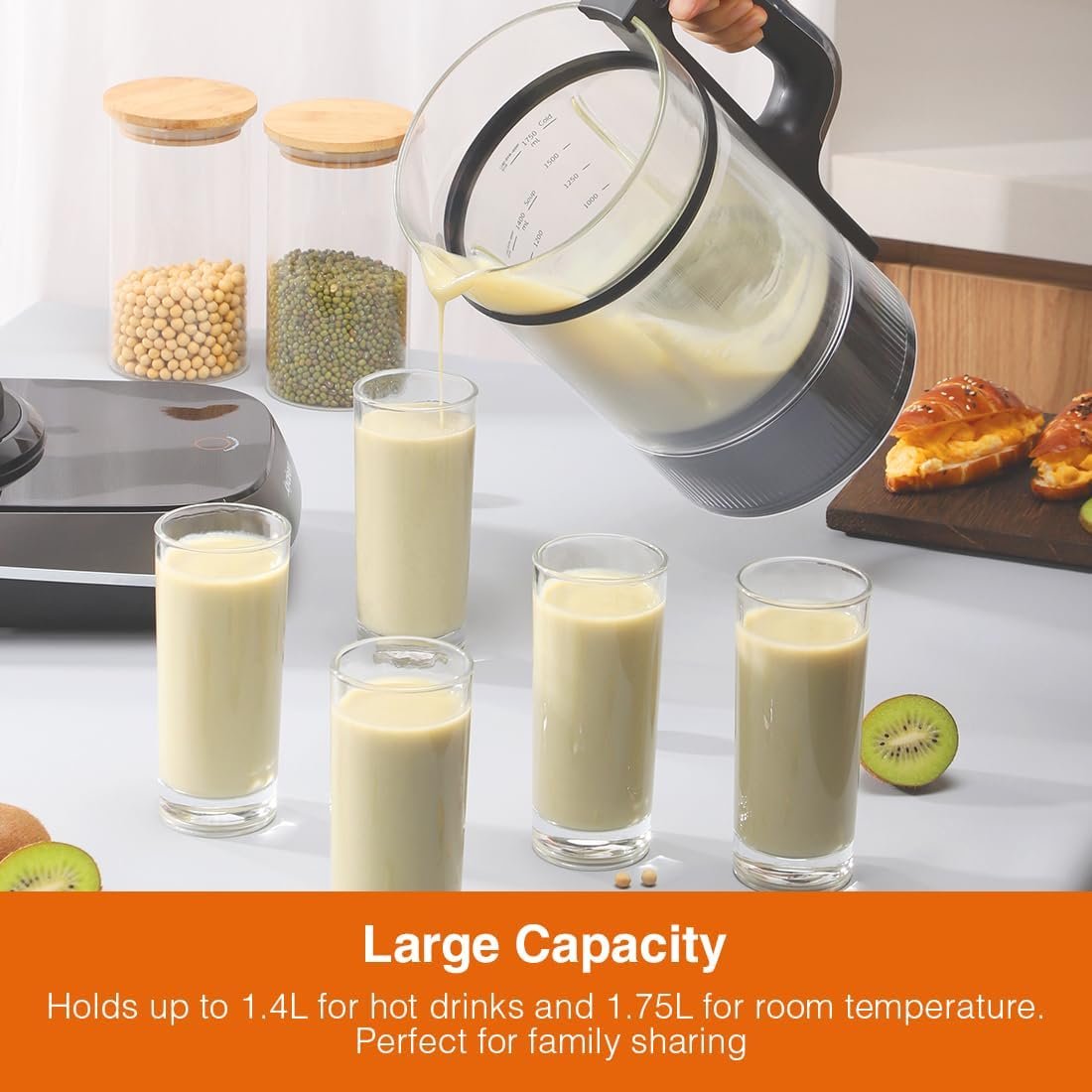 Joydeem JD-B1Pro Soymilk Maker – Heated Blender with Grinding Cup, 1.75L, Black - image 2