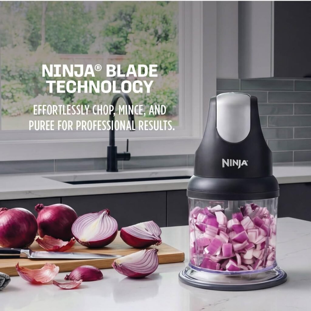 Ninja Express Chop Manual Food Processor, 16oz Bowl, Gray, NJ100GR