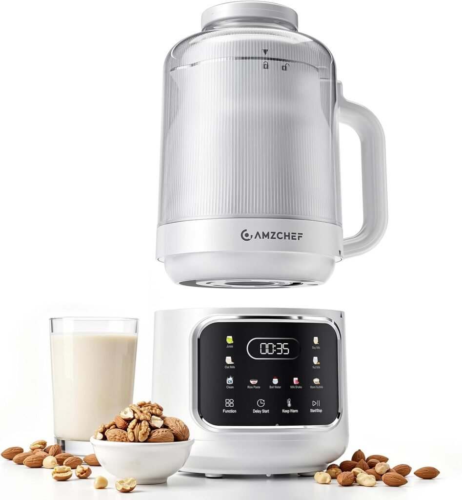 AMZCHEF 10-in-1 Nut Milk Maker with Detachable Design, 33.8 oz, White