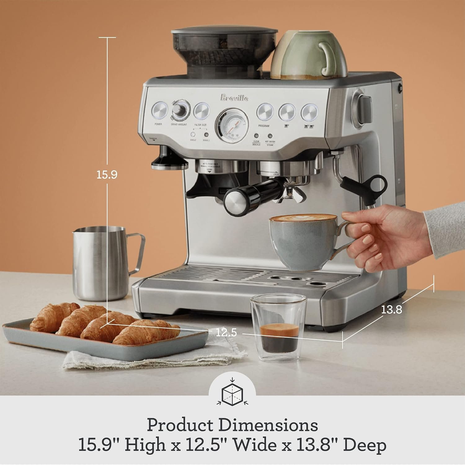 Breville BES870XL Barista Express Espresso Machine, Brushed Stainless Steel - image 8