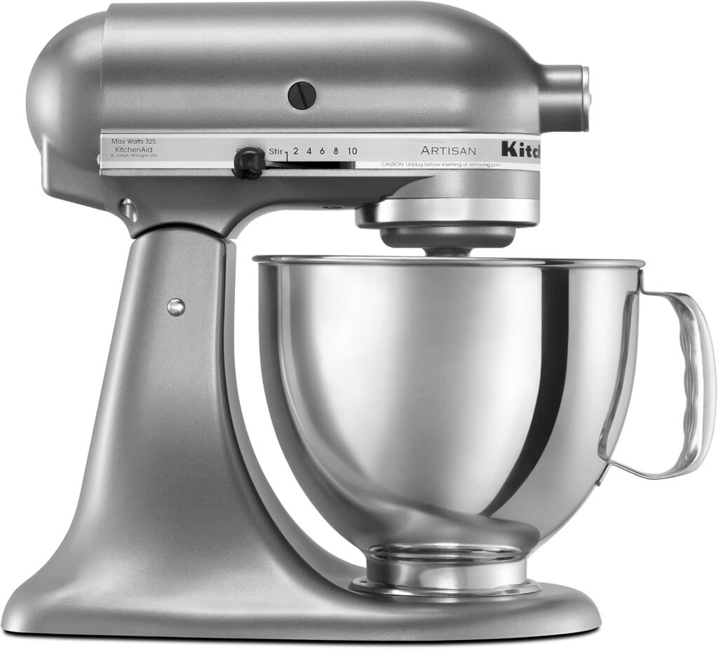 KitchenAid Artisan, 5-Qt Tilt-Head Stand Mixer, KSM150PS, Contour Silver