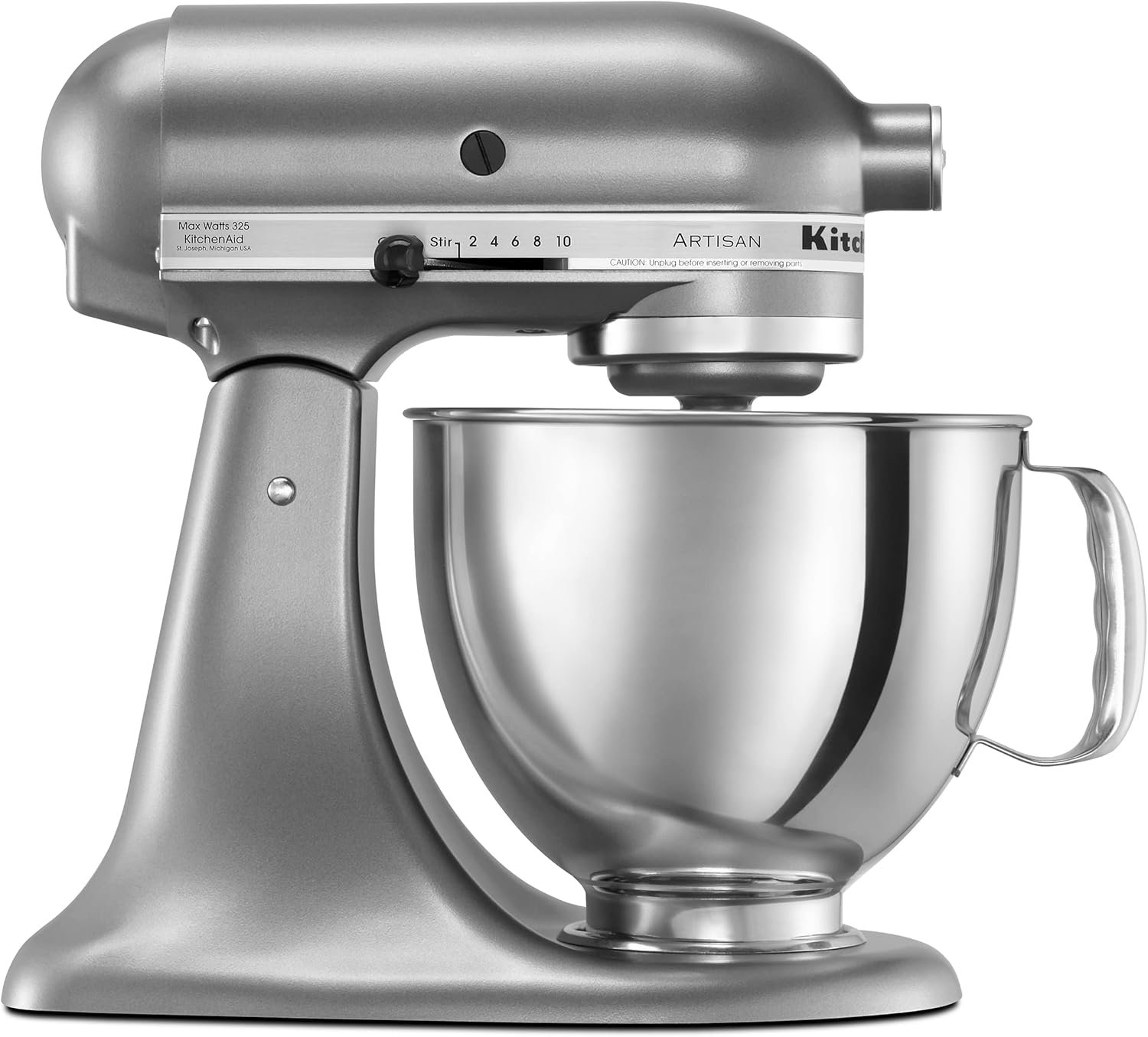 KitchenAid Artisan, 5-Qt Tilt-Head Stand Mixer, KSM150PS, Contour Silver