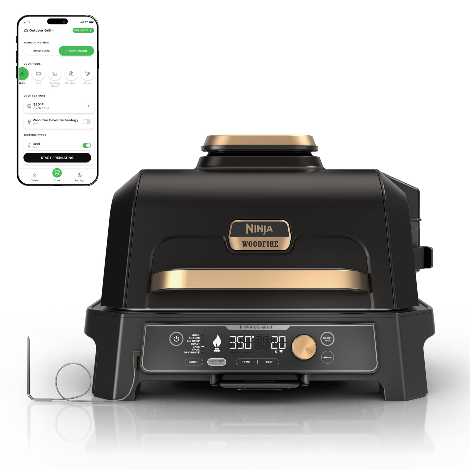 Ninja Woodfire ProConnect Premium XL BBQ Grill, 7-in-1 Outdoor Grill and Smoker, App Enabled, Blue - image 4