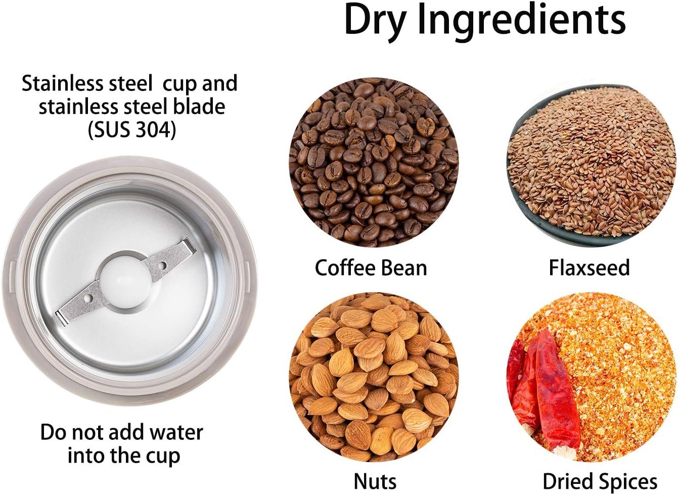 DR MILLS DM-7441W Electric Coffee and Spice Grinder – 150W, SUS304 Stainless Steel, White - image 14