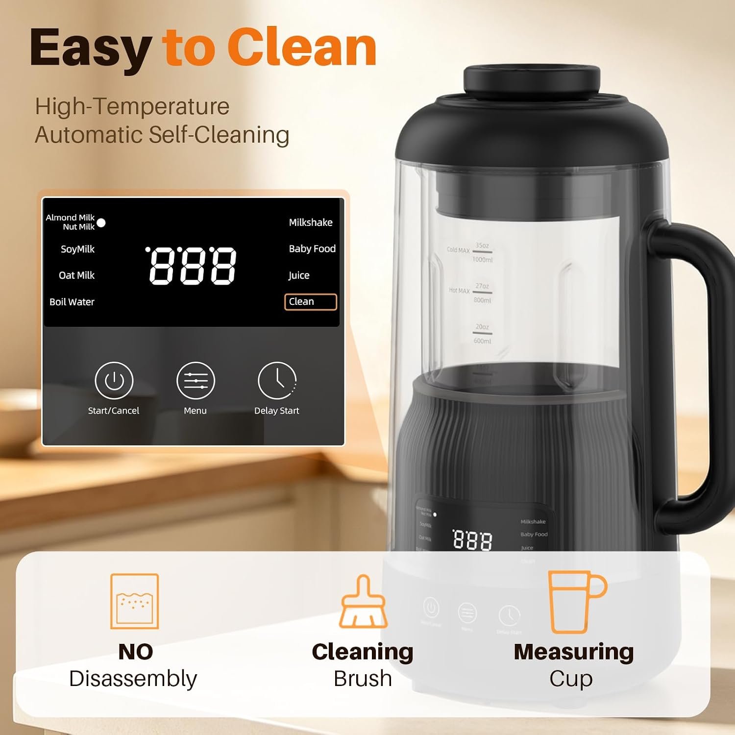 Skitchen 8-in-1 Nut Milk Maker with Silent Shield, 35 oz Automatic Soy Milk Maker - image 9