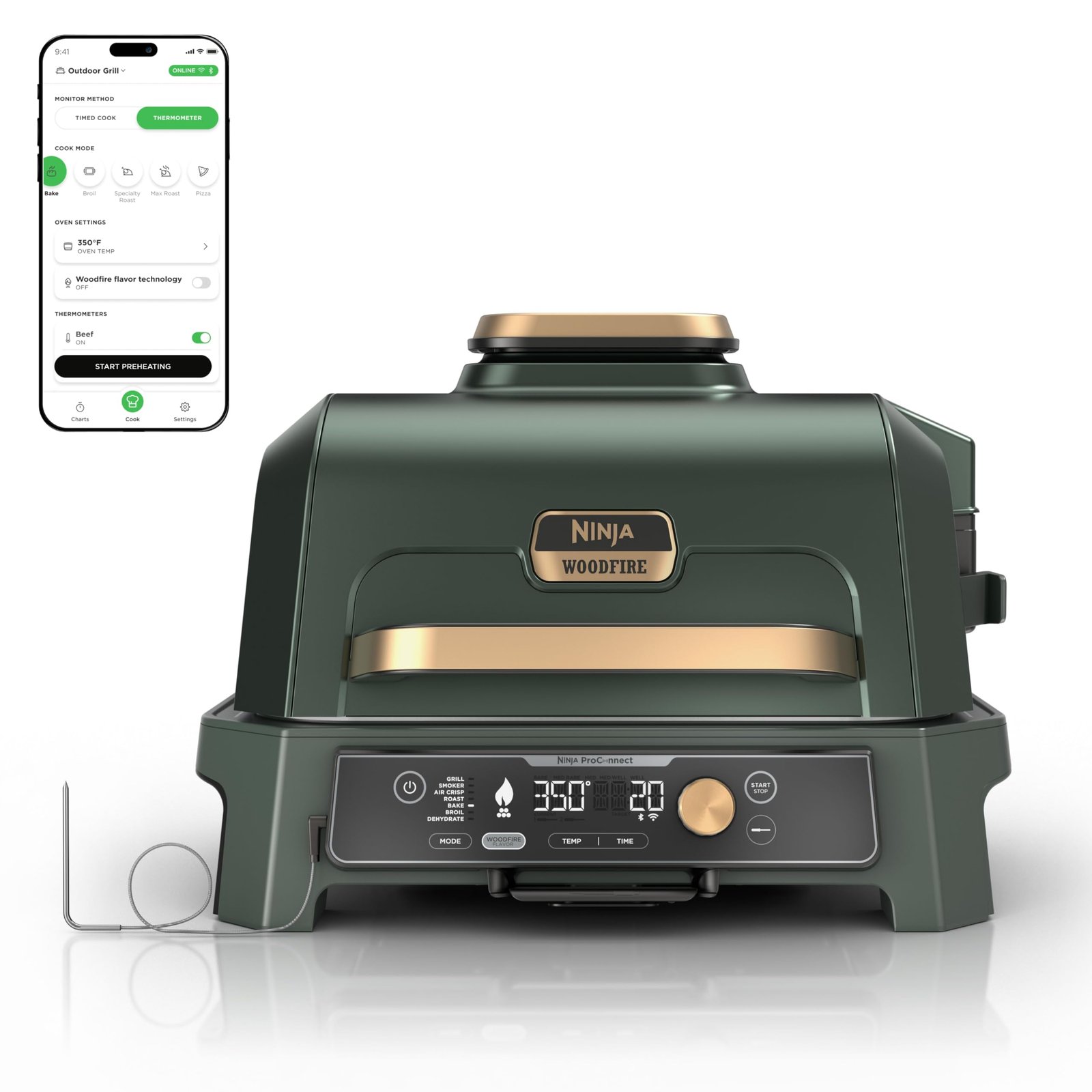 Ninja Woodfire ProConnect Premium XL BBQ Grill, 7-in-1 Outdoor Grill and Smoker, App Enabled, Blue - image 3