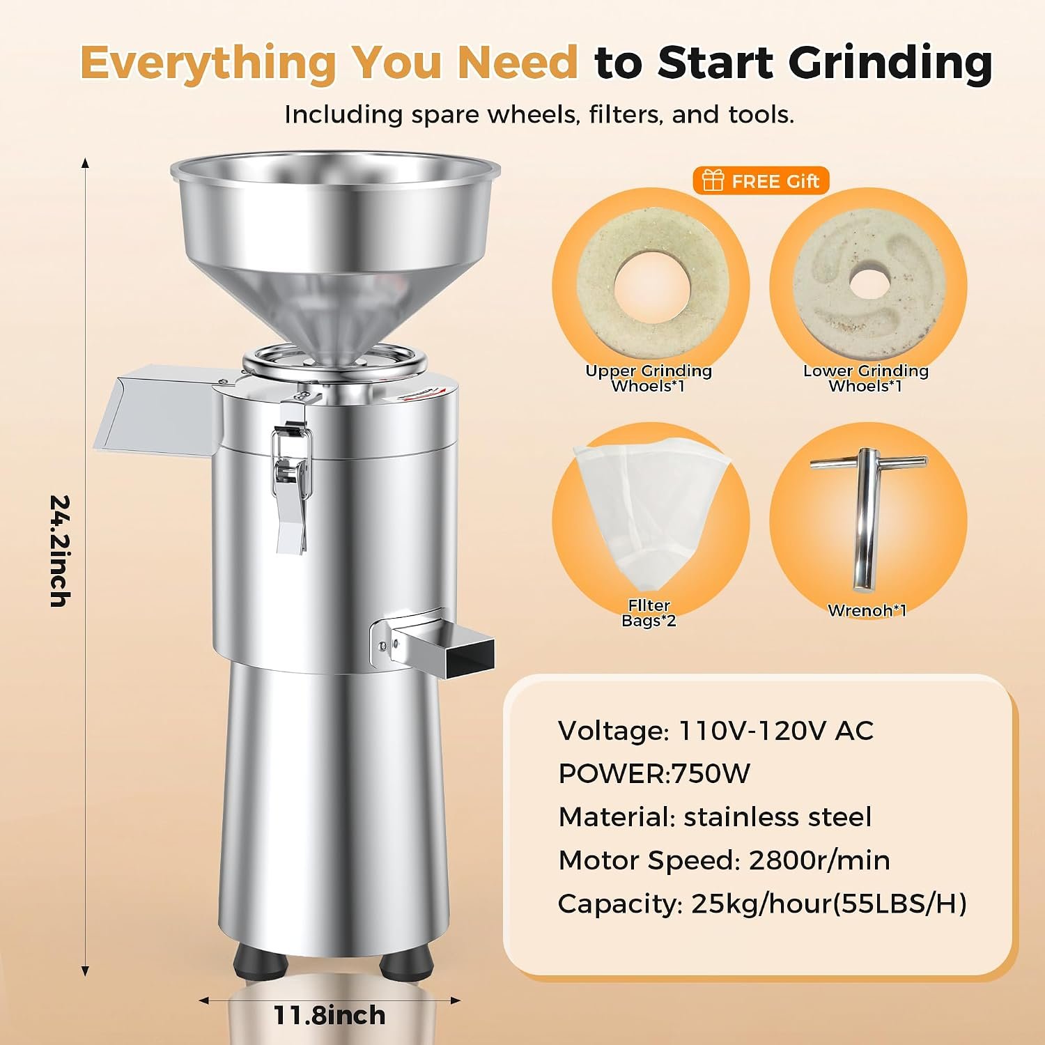 LLBWACT Commercial Soy Milk Maker, 1100W Stainless Steel Machine - image 3