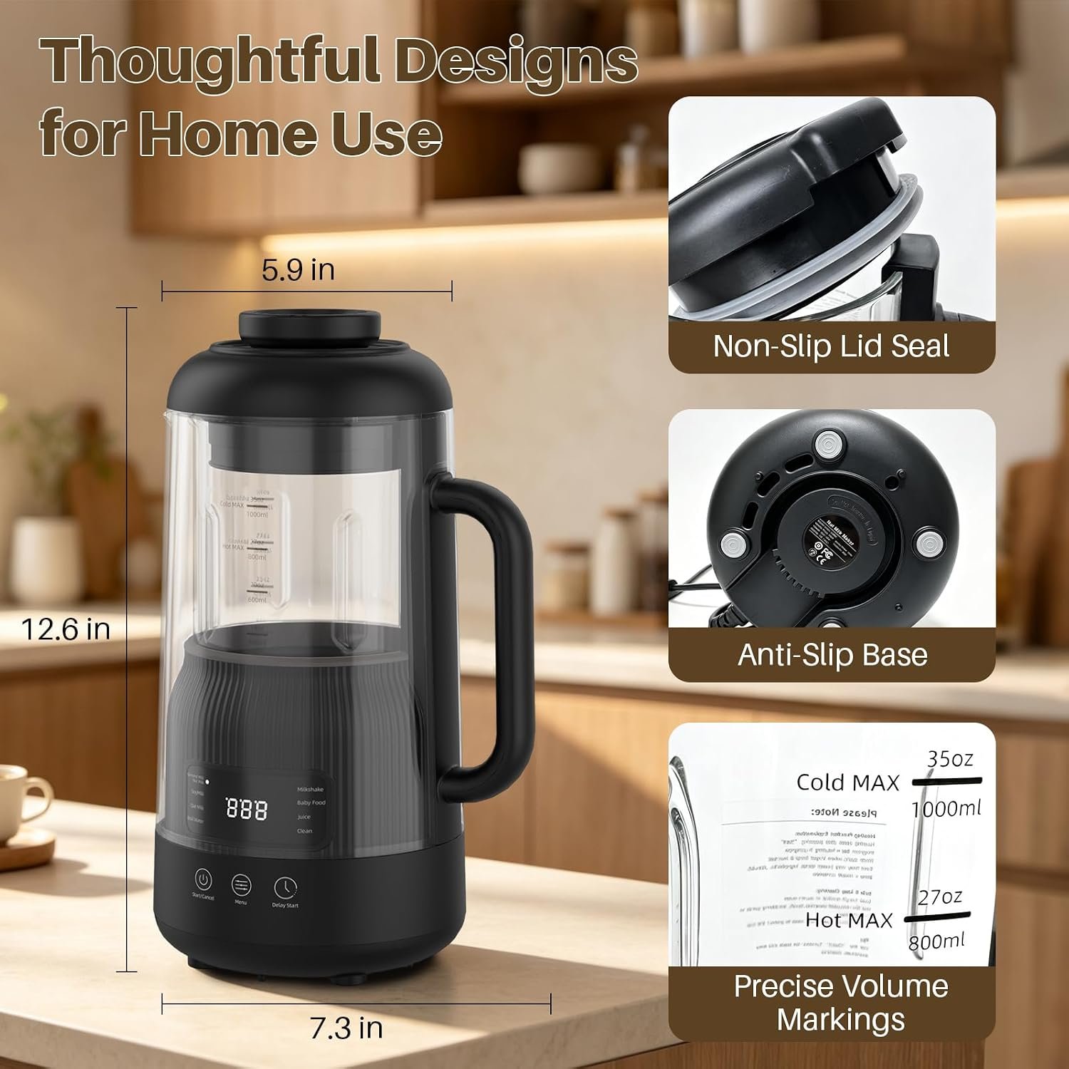 Skitchen 8-in-1 Nut Milk Maker with Silent Shield, 35 oz Automatic Soy Milk Maker - image 2