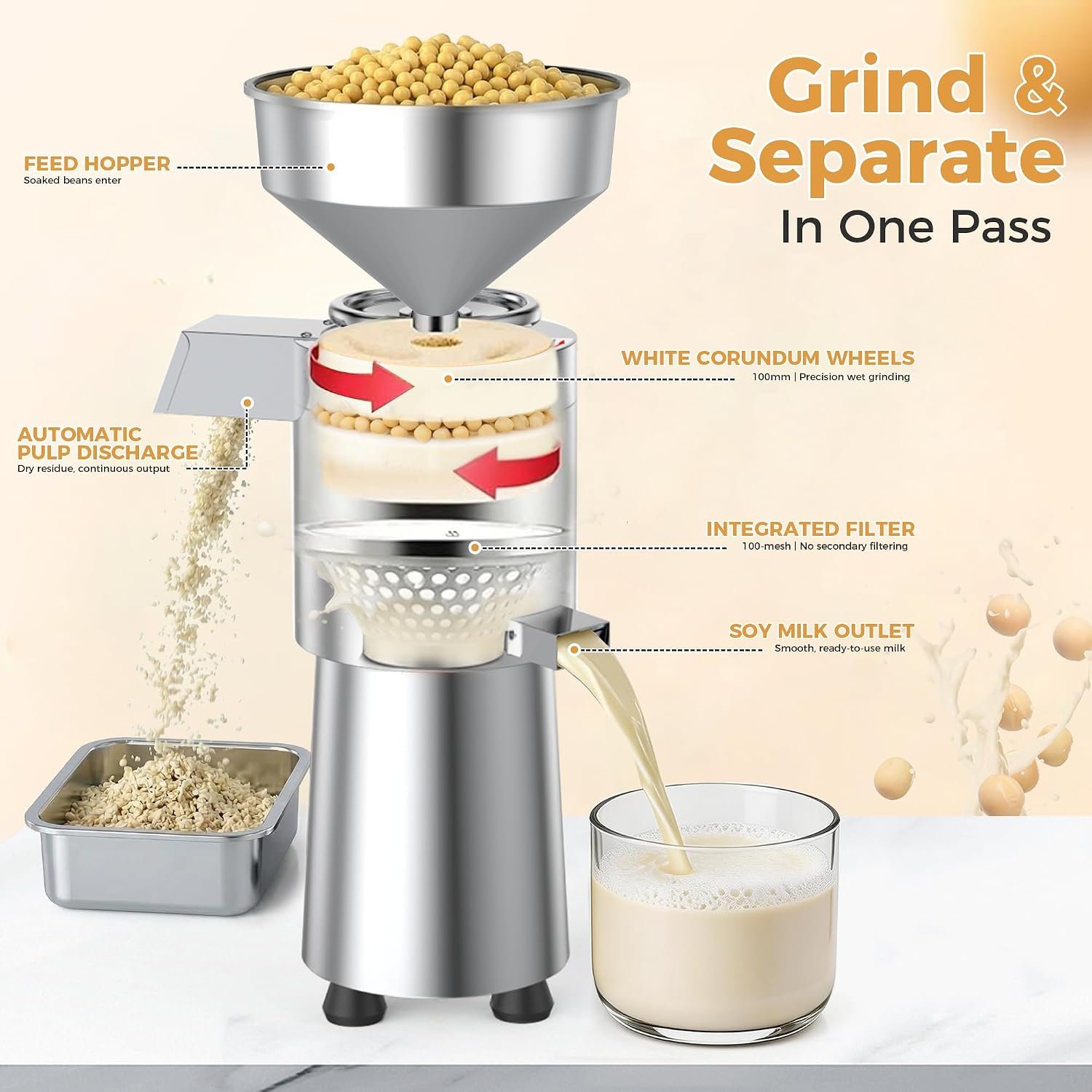 LLBWACT Commercial Soy Milk Maker, 1100W Stainless Steel Machine - image 4