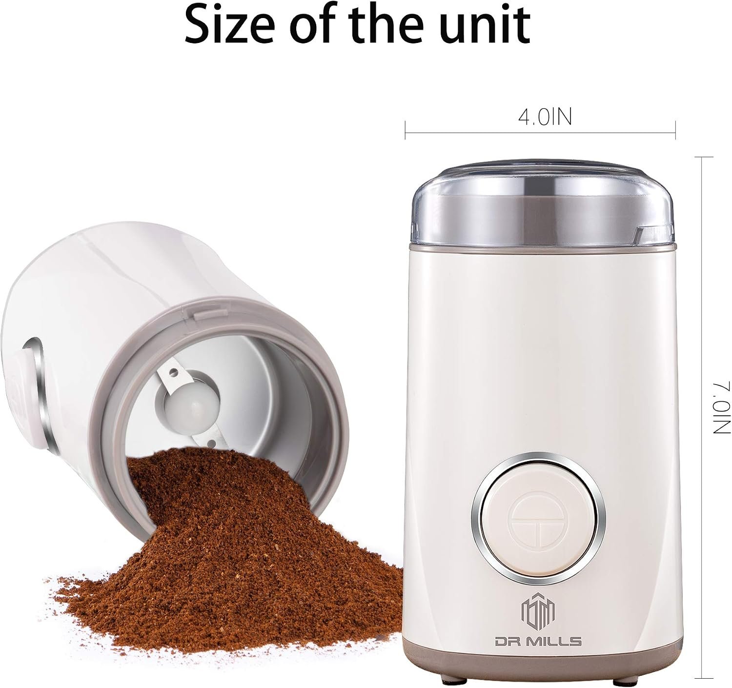 DR MILLS DM-7441W Electric Coffee and Spice Grinder – 150W, SUS304 Stainless Steel, White
