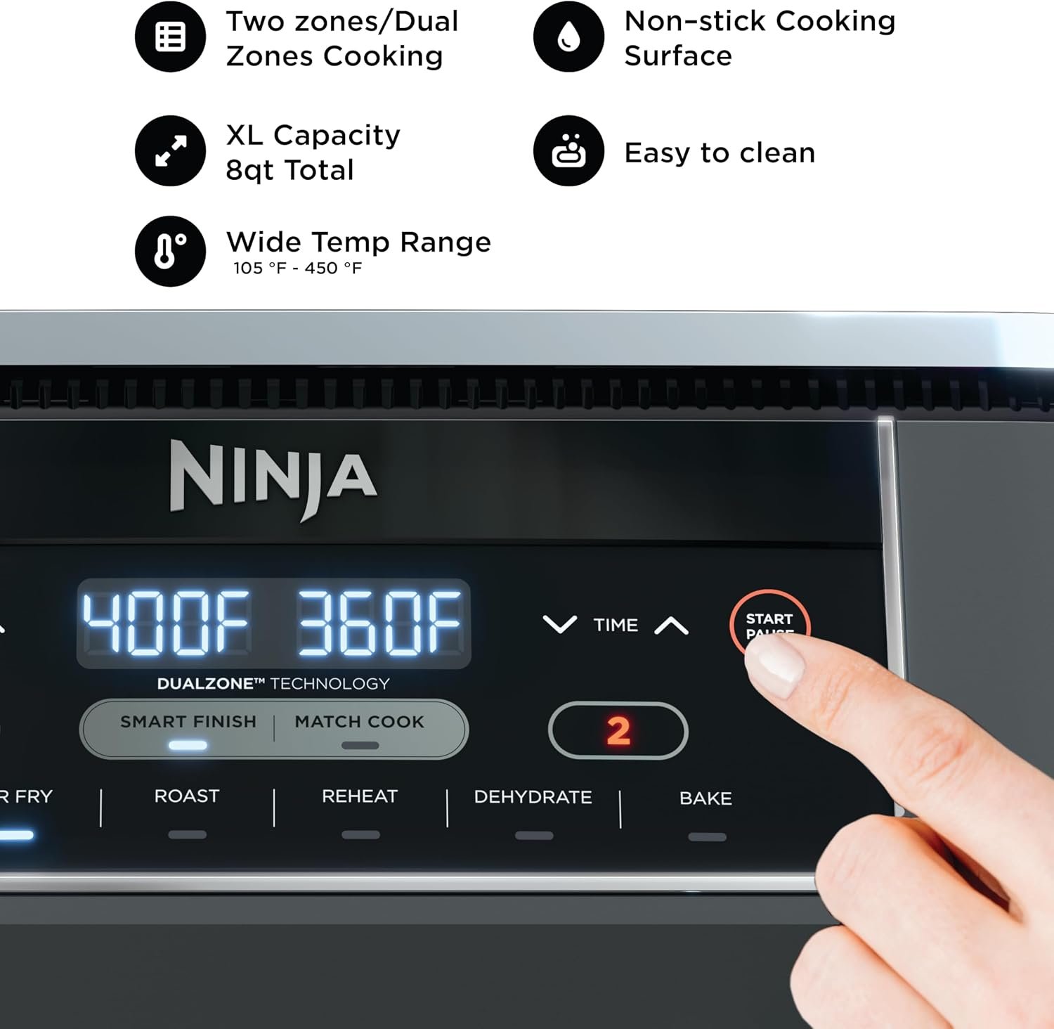 Ninja Foodi 8-Quart DualZone 6-in-1 Air Fryer, Grey, DZ201 - image 12