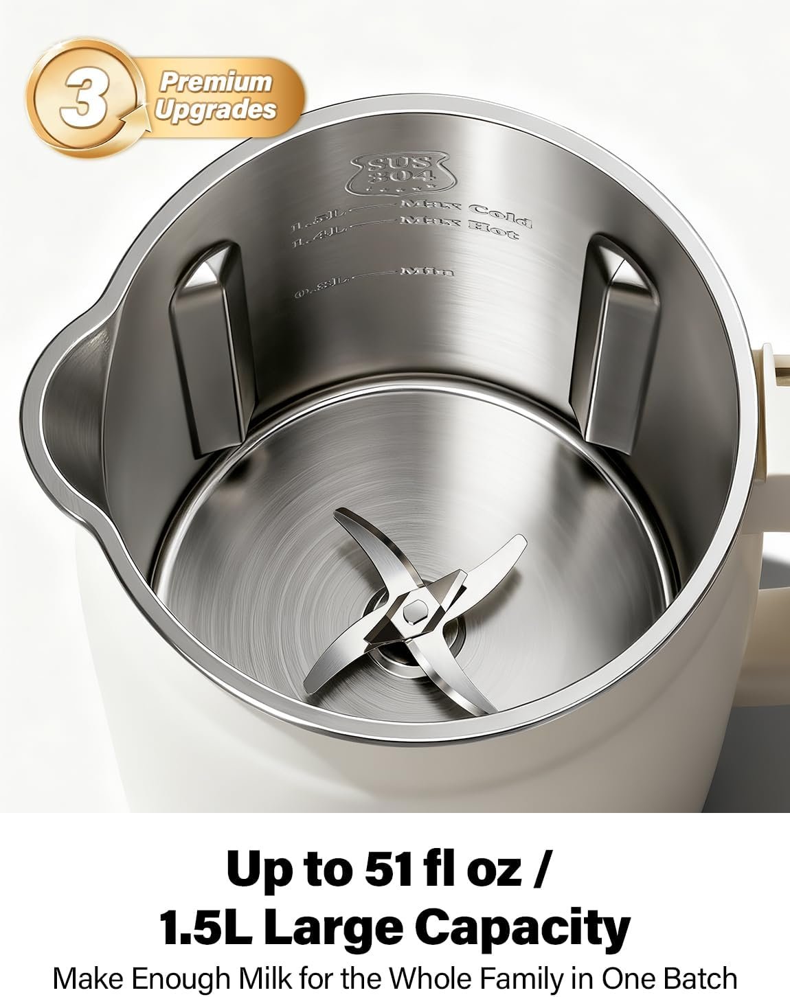 KIDISLE 10-in-1 Nut Milk Maker Machine & Soup Maker, 51oz Self-Cleaning Plant-Based Milk Maker - image 6
