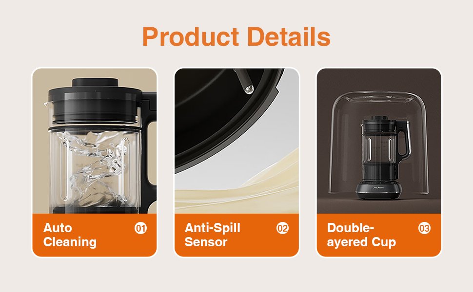 Joydeem JD-B1Pro Soymilk Maker – Heated Blender with Grinding Cup, 1.75L, Black - image 12