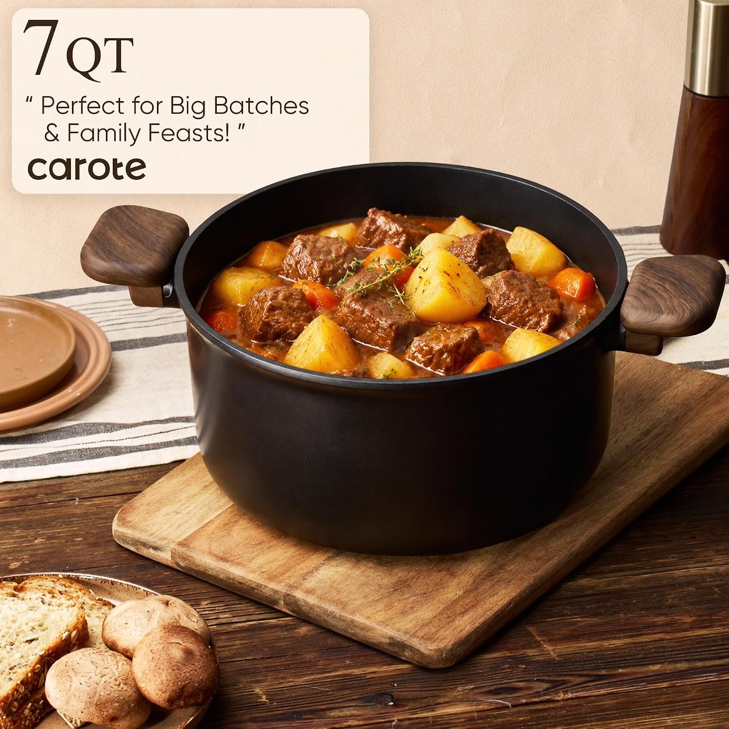 CAROTE 33-Piece Nonstick Cookware Set with Detachable Handles – Black - image 9