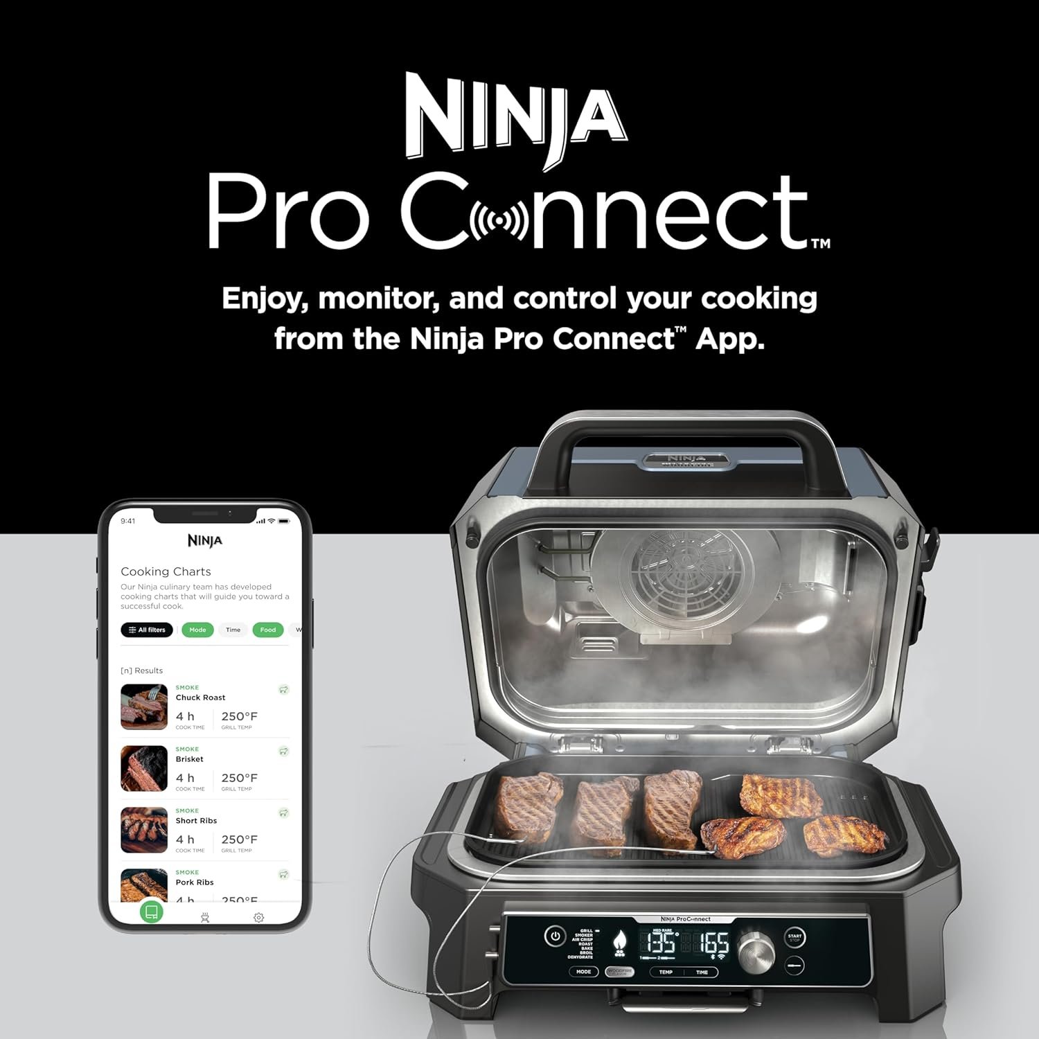 Ninja Woodfire ProConnect Premium XL BBQ Grill, 7-in-1 Outdoor Grill and Smoker, App Enabled, Blue - image 9