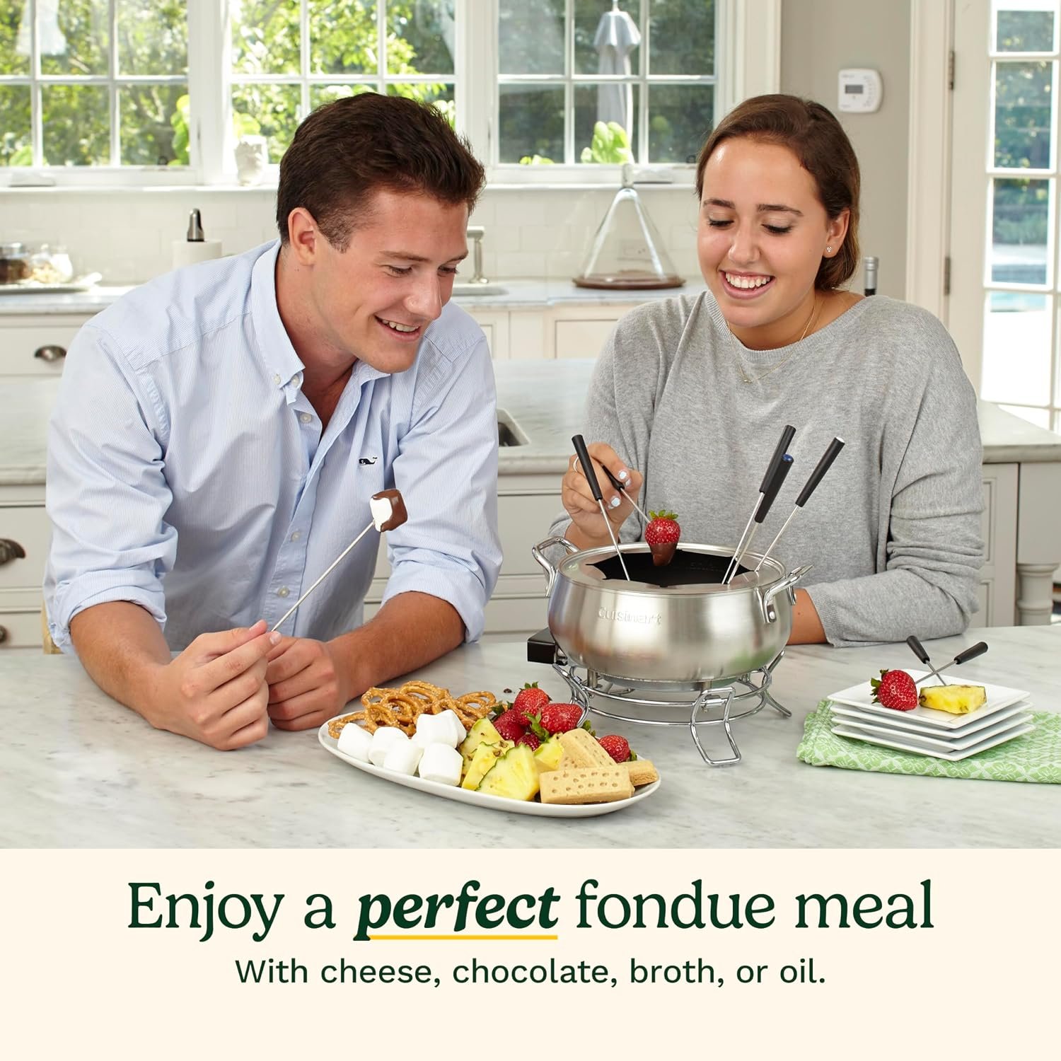 Cuisinart Electric Fondue Set CFO-3SSP1 – 3-Quart Stainless Steel Pot with Adjustable Temperature Control and 8 Forks - image 5