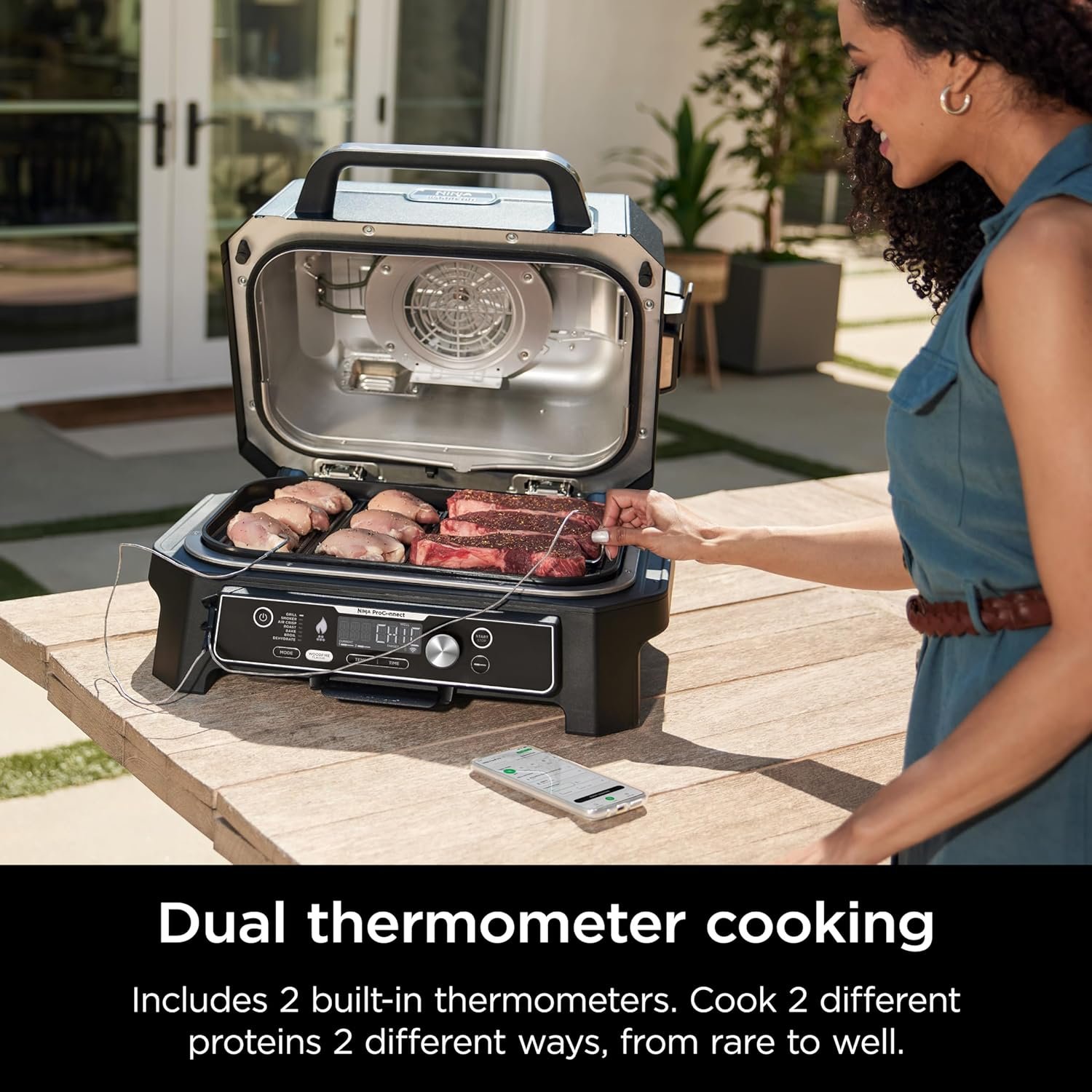 Ninja Woodfire ProConnect Premium XL BBQ Grill, 7-in-1 Outdoor Grill and Smoker, App Enabled, Blue - image 8