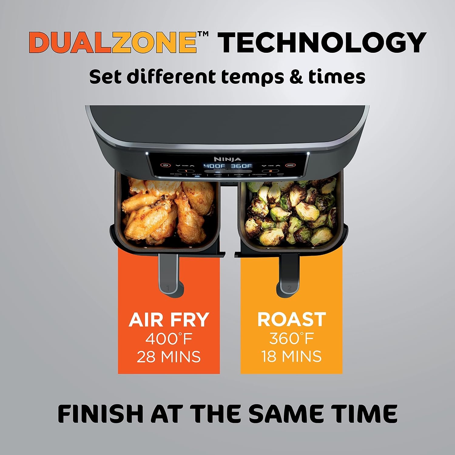 Ninja Foodi 8-Quart DualZone 6-in-1 Air Fryer, Grey, DZ201 - image 10