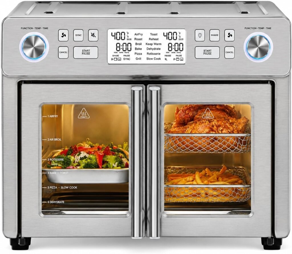 Emeril Lagasse Dual Zone Technology 25QT Air Fryer Oven, French Door Air Fryer Toaster Oven Combo