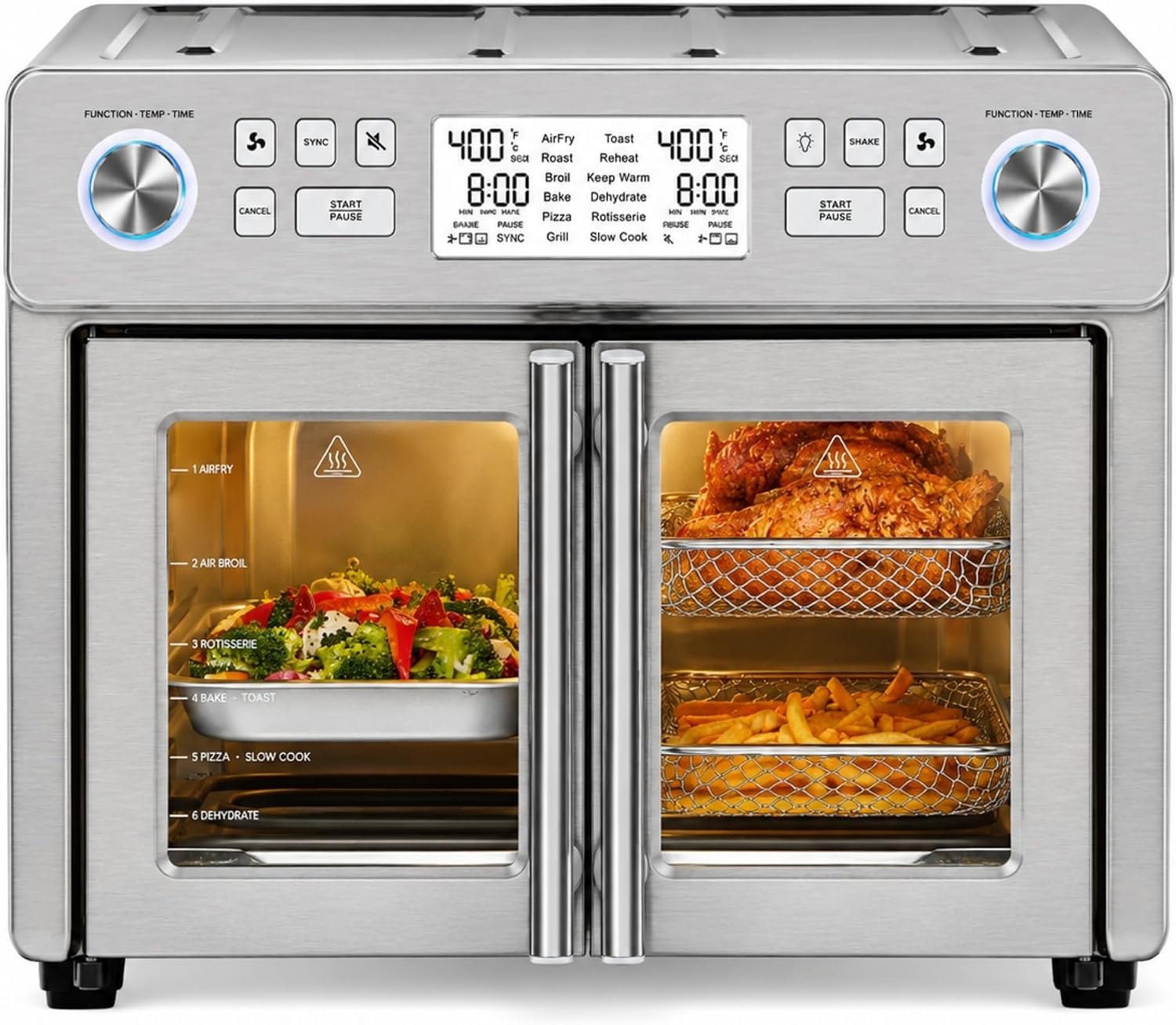 Emeril Lagasse Dual Zone Technology 25QT Air Fryer Oven, French Door Air Fryer Toaster Oven Combo