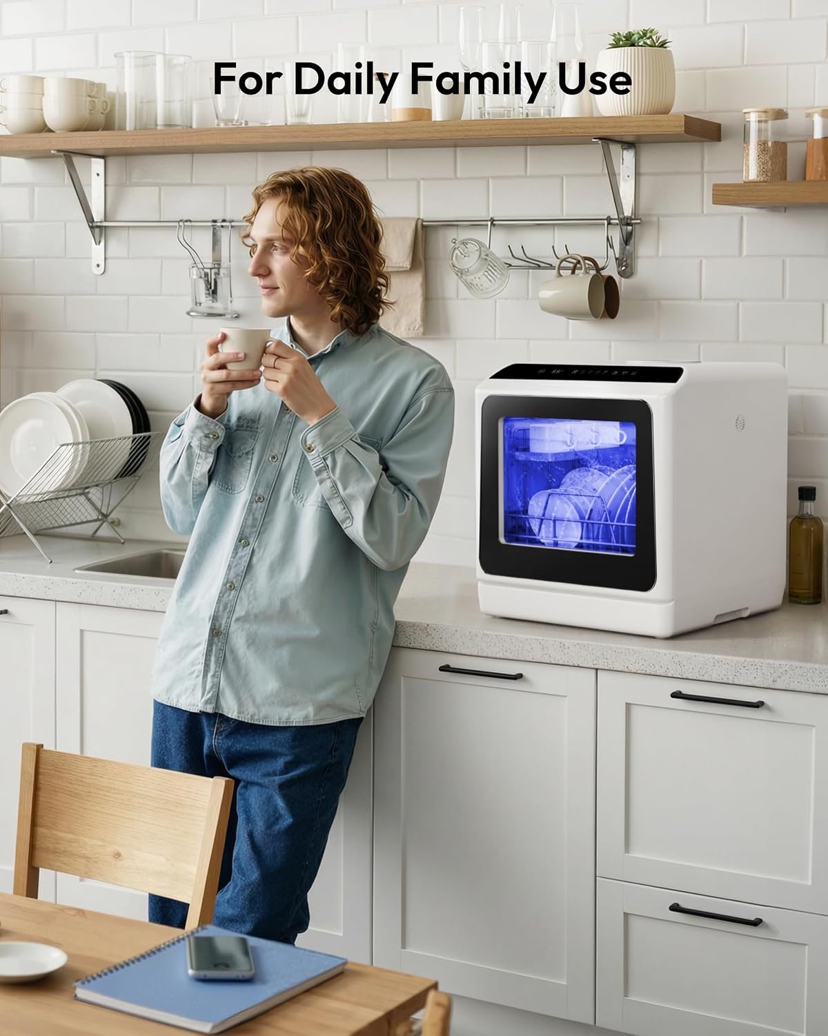 EUHOMY Portable Countertop Dishwasher – 6 Wash Programs, Dual Spray Arms, Built-In Water Tank & No Permanent Hookup Required - image 6