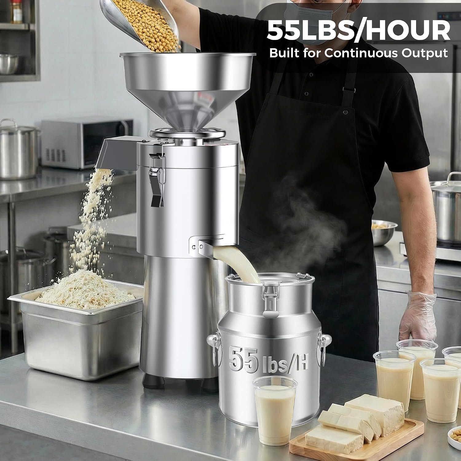 LLBWACT Commercial Soy Milk Maker, 1100W Stainless Steel Machine - image 2