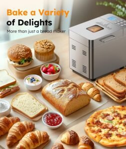OSIPOTO 2LB Bread Maker, 17-in-1 Automatic Stainless Steel Bread Machine
