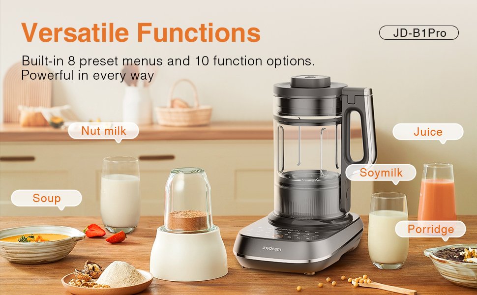 Joydeem JD-B1Pro Soymilk Maker – Heated Blender with Grinding Cup, 1.75L, Black - image 10
