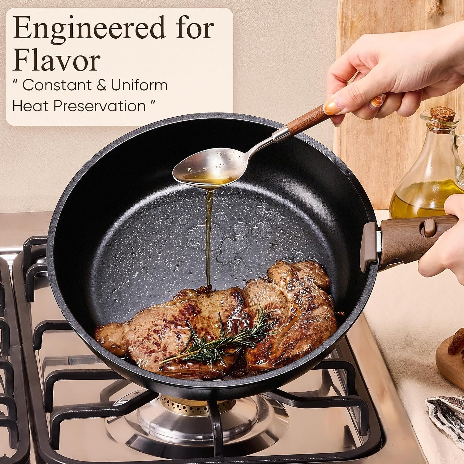 CAROTE 33-Piece Nonstick Cookware Set with Detachable Handles – Black - image 8