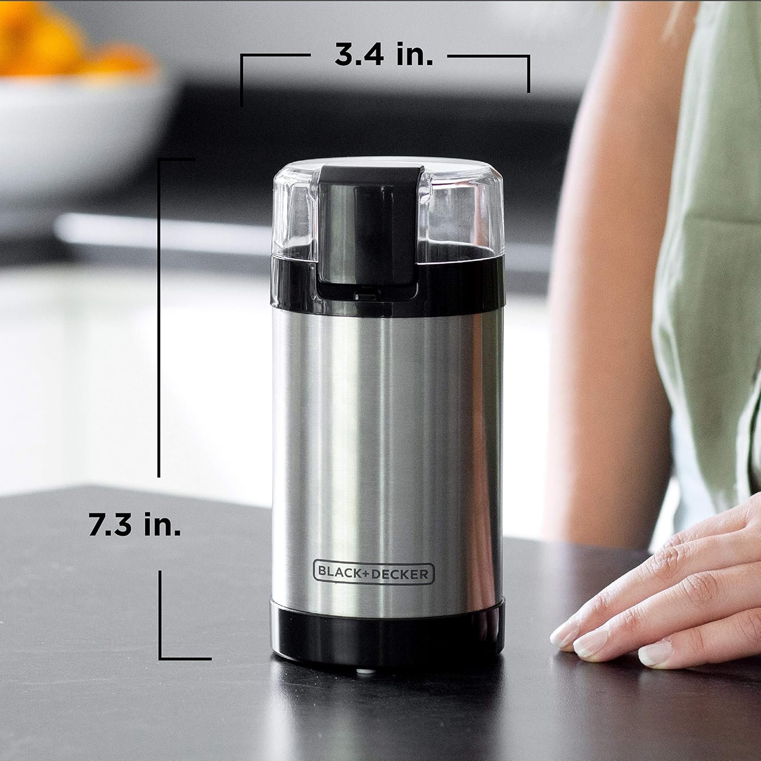 BLACK+DECKER One Touch Coffee Grinder – 150W Stainless Steel Coffee and Spice Grinder