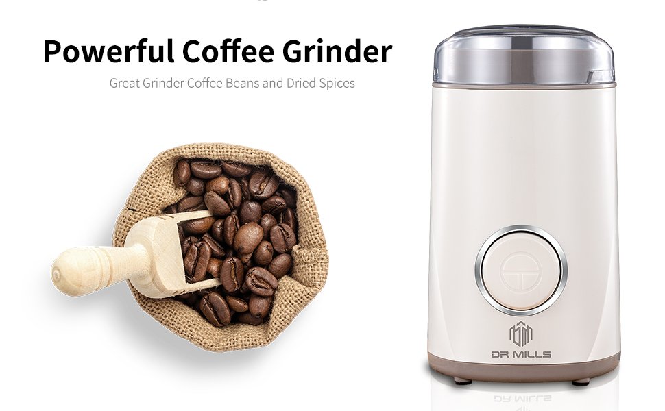 DR MILLS DM-7441W Electric Coffee and Spice Grinder – 150W, SUS304 Stainless Steel, White - image 8